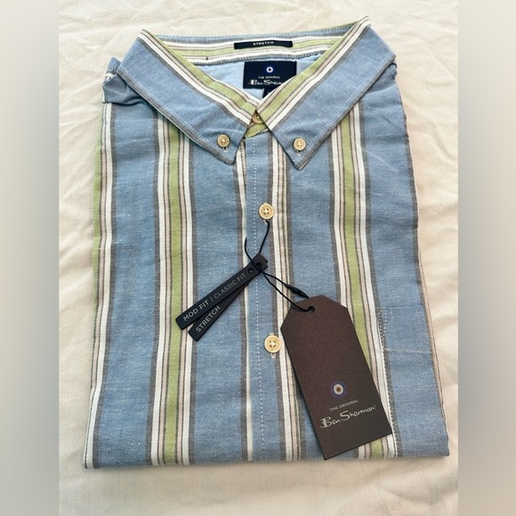 Ben Sherman Striped Oxford Shirt Short Sleeves XXL NWT - Picture 7 of 13